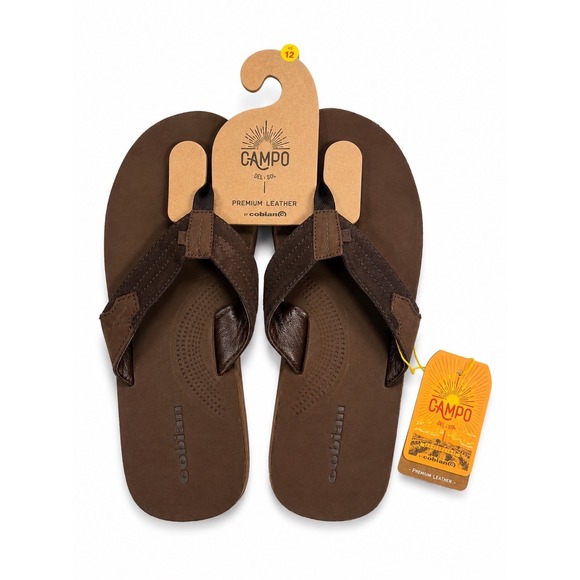 Cobian Other - NEW Cobian Campo Lazo Brown Premium Leather Flip Flops Mens Sandals Size 12 $65